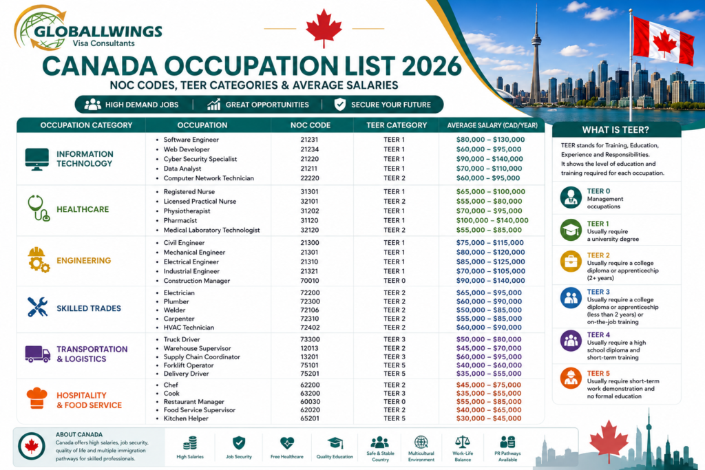 Canada Occupation list